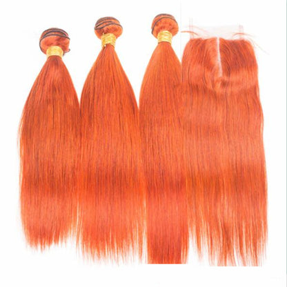 Color Human Hair Curtain Orange Hair Curtain