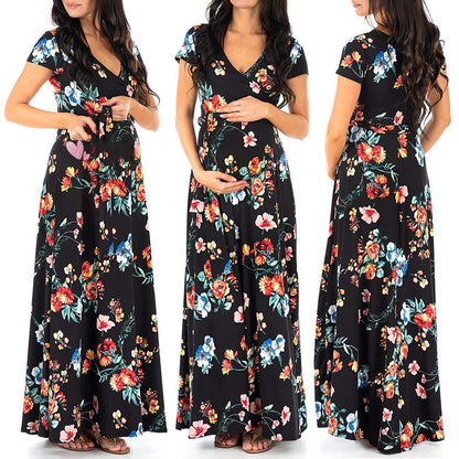 Womens Summer Casual Clothes Maternity Belt Long Dress Skirt