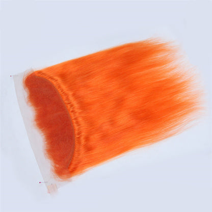 Color Human Hair Curtain Orange Hair Curtain