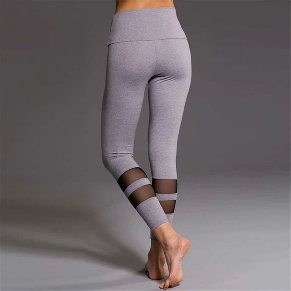 High Quality Brand Mesh Leggings Yoga Women Pants Black Gray Low Waist Skinny Running Sport Leggings High Quality Durable Supplies