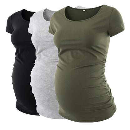 Top V neck High Quality Ruched Maternity T Shirts