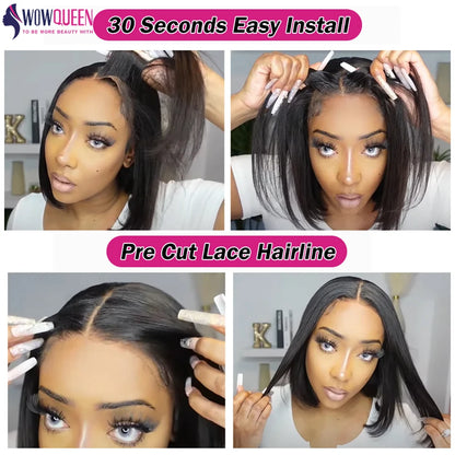 Wear And Go HD Quality Bob Wig Glue-less Wig Human Hair Ready To Wear Straight Bob Hair Wig Human Hair 30 Inch Pre Cut Lace 4x4 Closure Wig