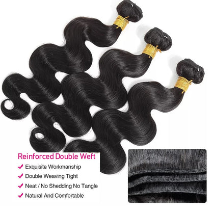 HD Quality Human Hair Bundles With Frontal Brazilian Body Wave Bundles With 13x4 Frontal Human Hair Weave Extensions 3 Bundles Remy Hair