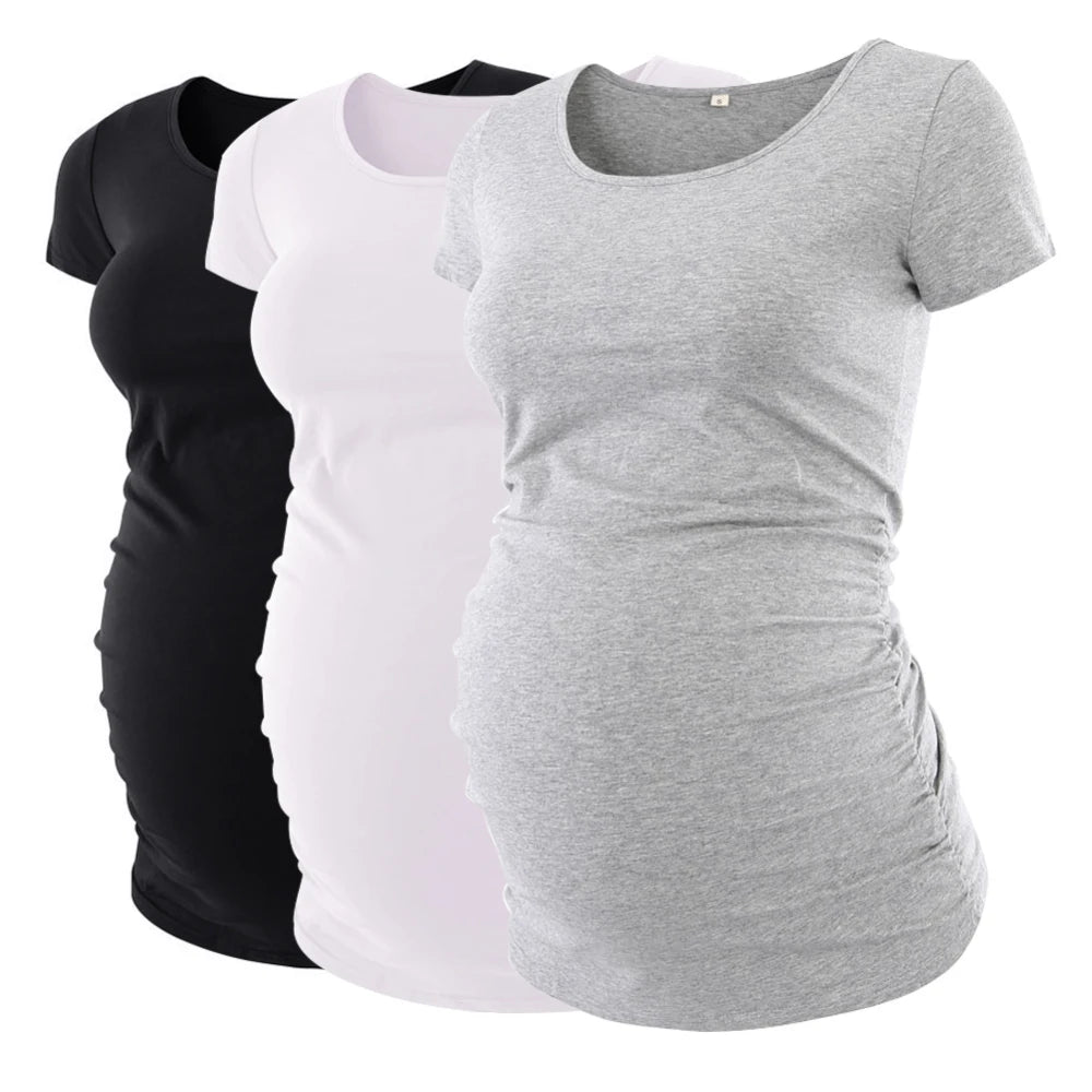 Top V neck High Quality Ruched Maternity T Shirts