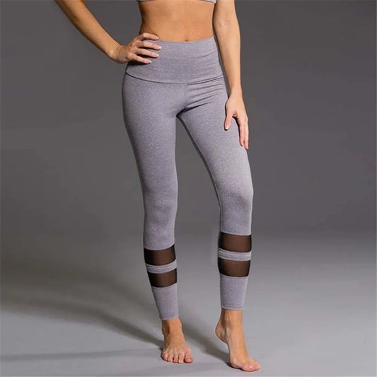 High Quality Brand Mesh Leggings Yoga Women Pants Black Gray Low Waist Skinny Running Sport Leggings High Quality Durable Supplies