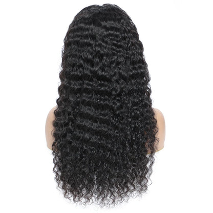 Swupod 200 Density 13x4 13x6 HD Quality Transparent Swiss Deep Wave Lace Frontal Front Wig for Women Remy Human Hair Natural Black