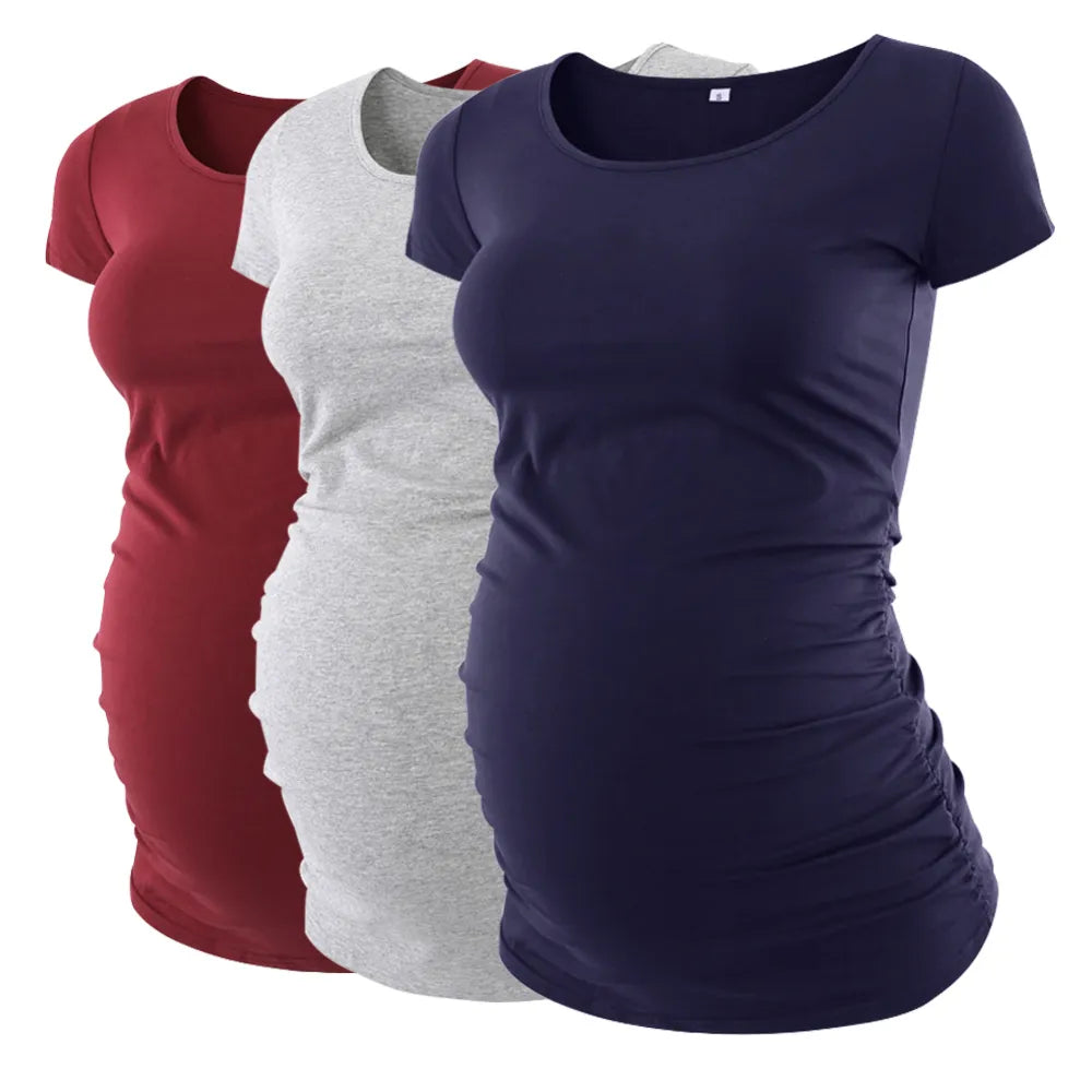 Top V neck High Quality Ruched Maternity T Shirts