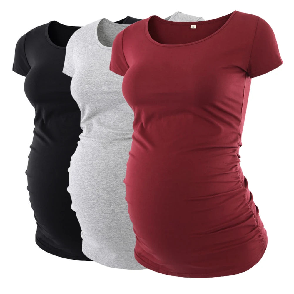 Top V neck High Quality Ruched Maternity T Shirts