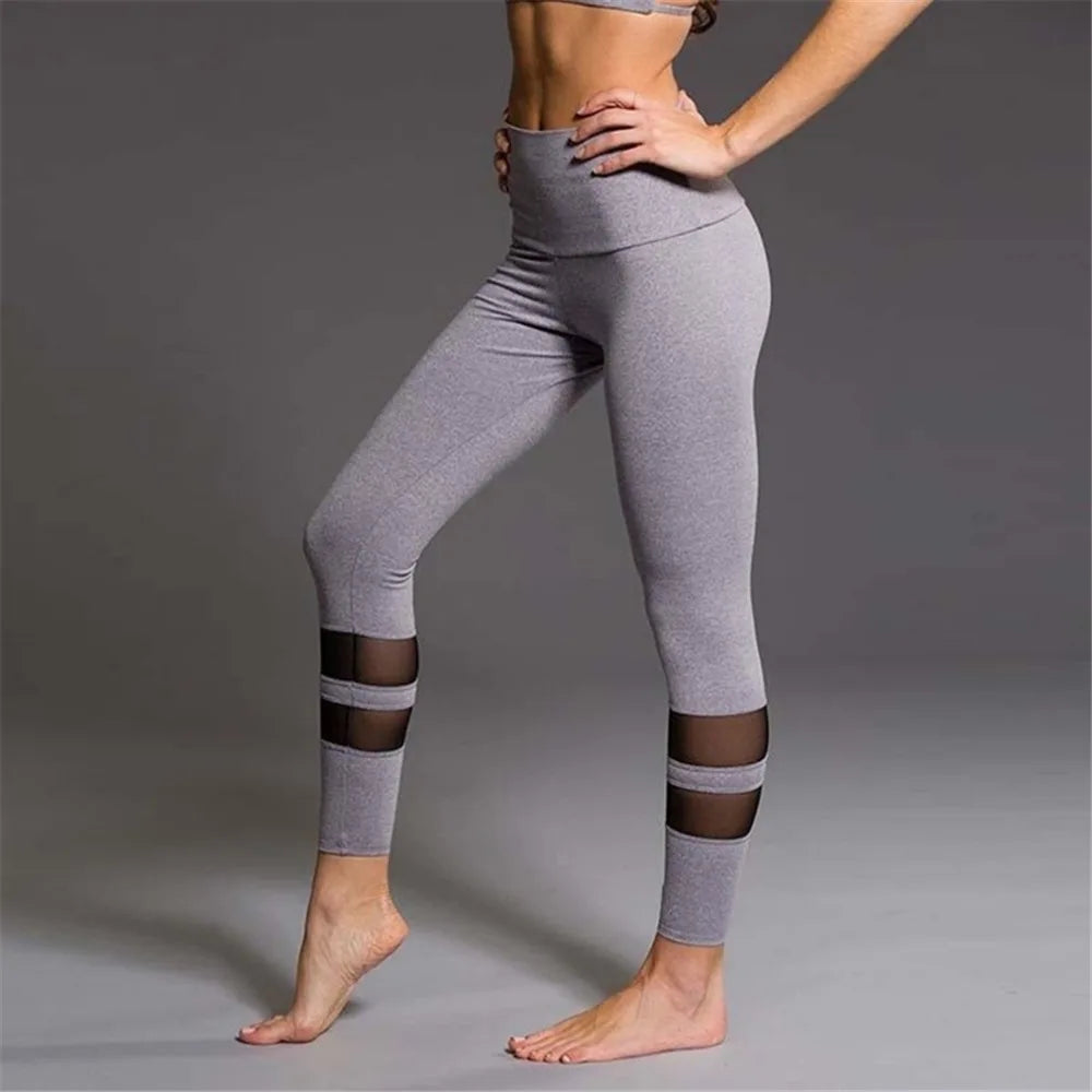 High Quality Brand Mesh Leggings Yoga Women Pants Black Gray Low Waist Skinny Running Sport Leggings High Quality Durable Supplies