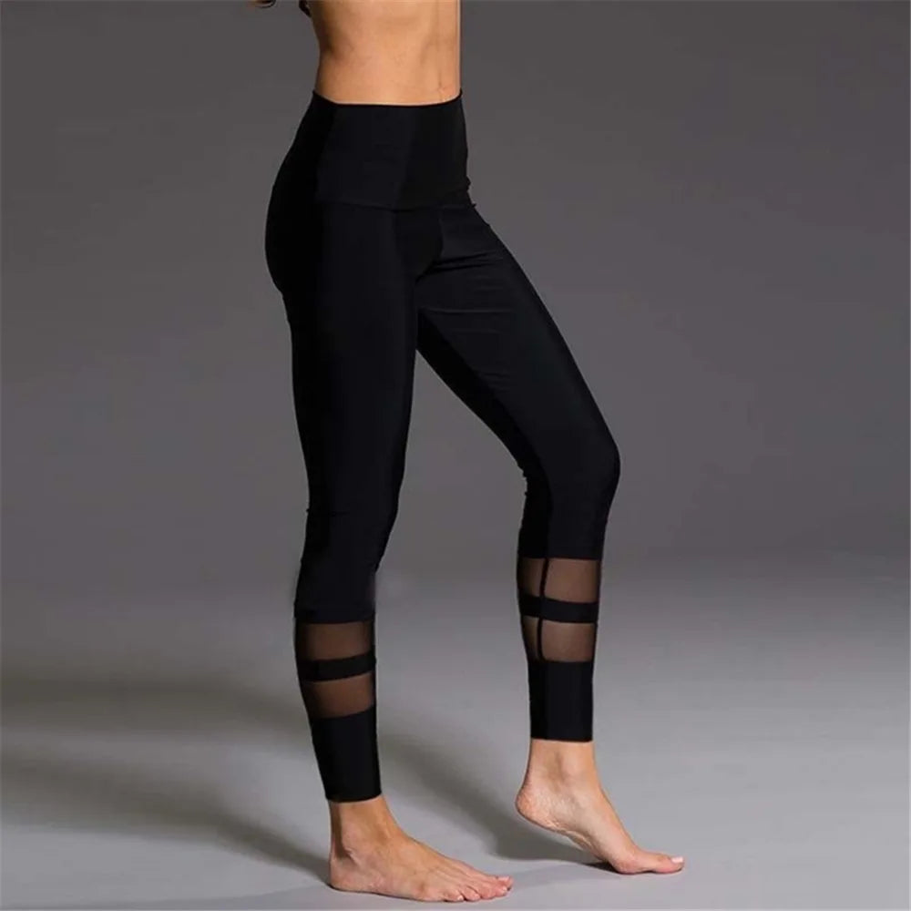 High Quality Brand Mesh Leggings Yoga Women Pants Black Gray Low Waist Skinny Running Sport Leggings High Quality Durable Supplies